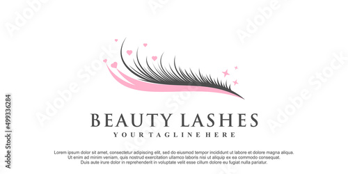 Beauty eyelash logo design for woman with creative element Premium Vector