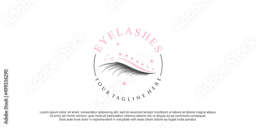 Eyelashes logo design for beauty make up with creative element Premium Vector