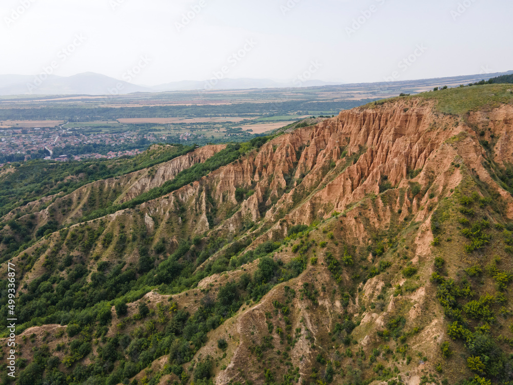 Fototapeta premium Aerial view of rock formation Stob pyramids, Bulgaria