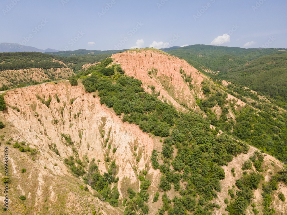 Fototapeta premium Aerial view of rock formation Stob pyramids, Bulgaria
