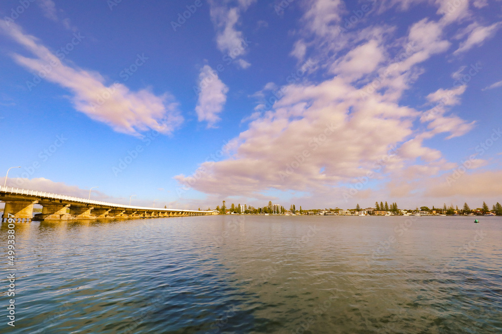 Beautiful morning view of the Forster Tuncurry bridge, NSW Australia