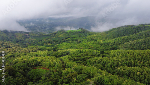 Drone shot of hills and mountains in Costa Rica with the highest Biodiversity and lots of Animals  Wildlife  Tropical Plants and beautiful Beaches.