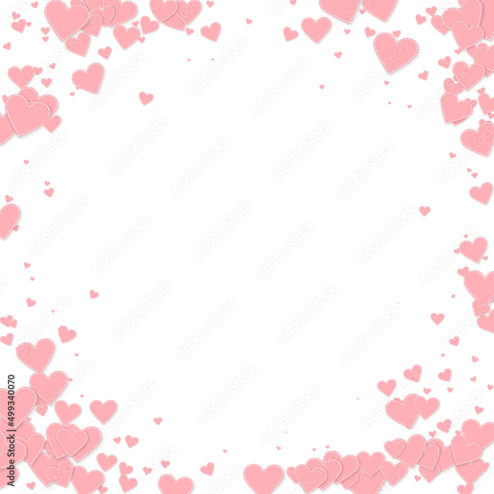 Pink heart love confettis. Valentine's day vignett