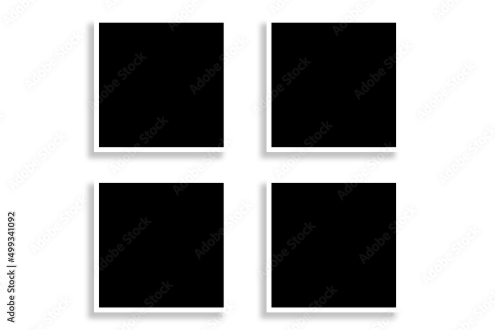 4 Square photo frames in black and white colors with clean borders & a vertical layout. Used as a collage template to place your album pictures or photographs easily in an old vintage classic look. 4 Square photo frames in black and white colors with clean borders & a vertical layout. Used as a collage template to place your album pictures or photographs easily in an old vintage classic look.