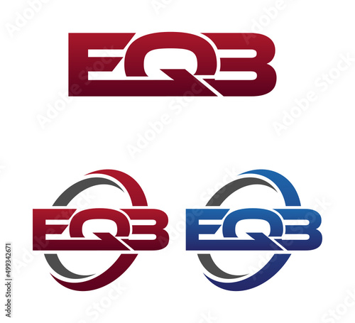 Modern 3 Letters Initial logo Vector Swoosh Red Blue EQB