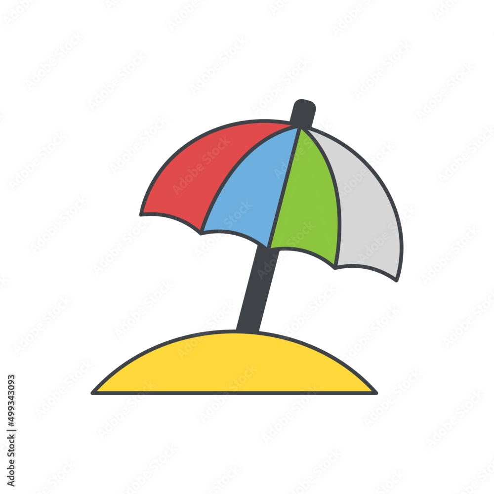 umbrella beach icon in color icon, isolated on white background 