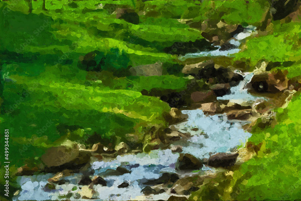 Abstract oil painting holiday landscape illustration Abstract oil painting holiday landscape illustration