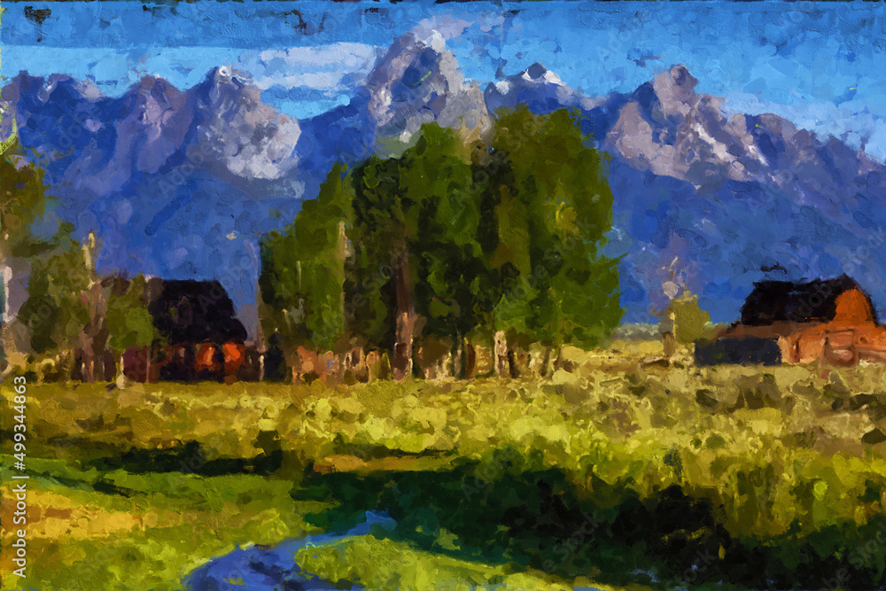 Obraz premium Abstract oil painting holiday landscape illustration
