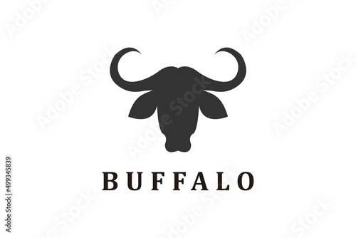 western Bull Cow Buffalo Head silhouette with star logo design
