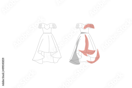 Mannequin Woman Dress Fashion Casual Clothes Model Freehand Sketch illustration