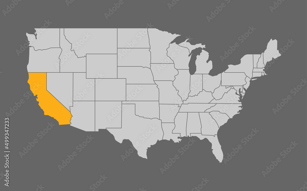 Map of the United States with California highlight Map of the United States with California highlight