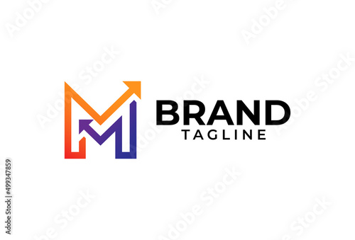 Letter M Arrow Logo vector illustration