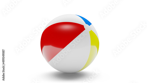 3D realistic render colored beach ball on white isolated background