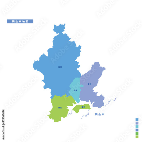 岡山市行政区・岡山市地図 雨の日カラーで色分けしてみた