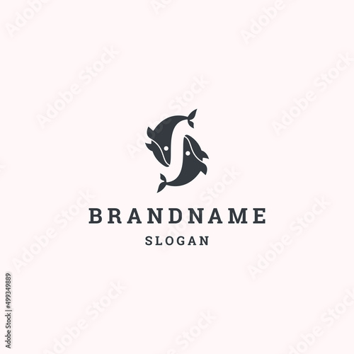 Letter s whale logo icon flat design template