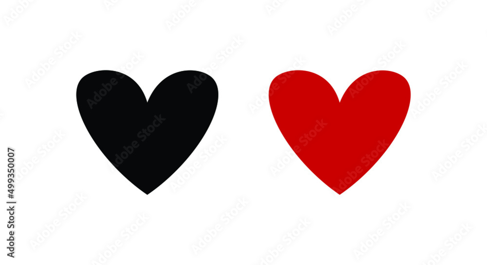 Set of Heart icon vector illustration template. Heart icon design collection. Love vector design isolated on white background. Love vector icon flat design for website, symbol, logo, sign, app, UI.