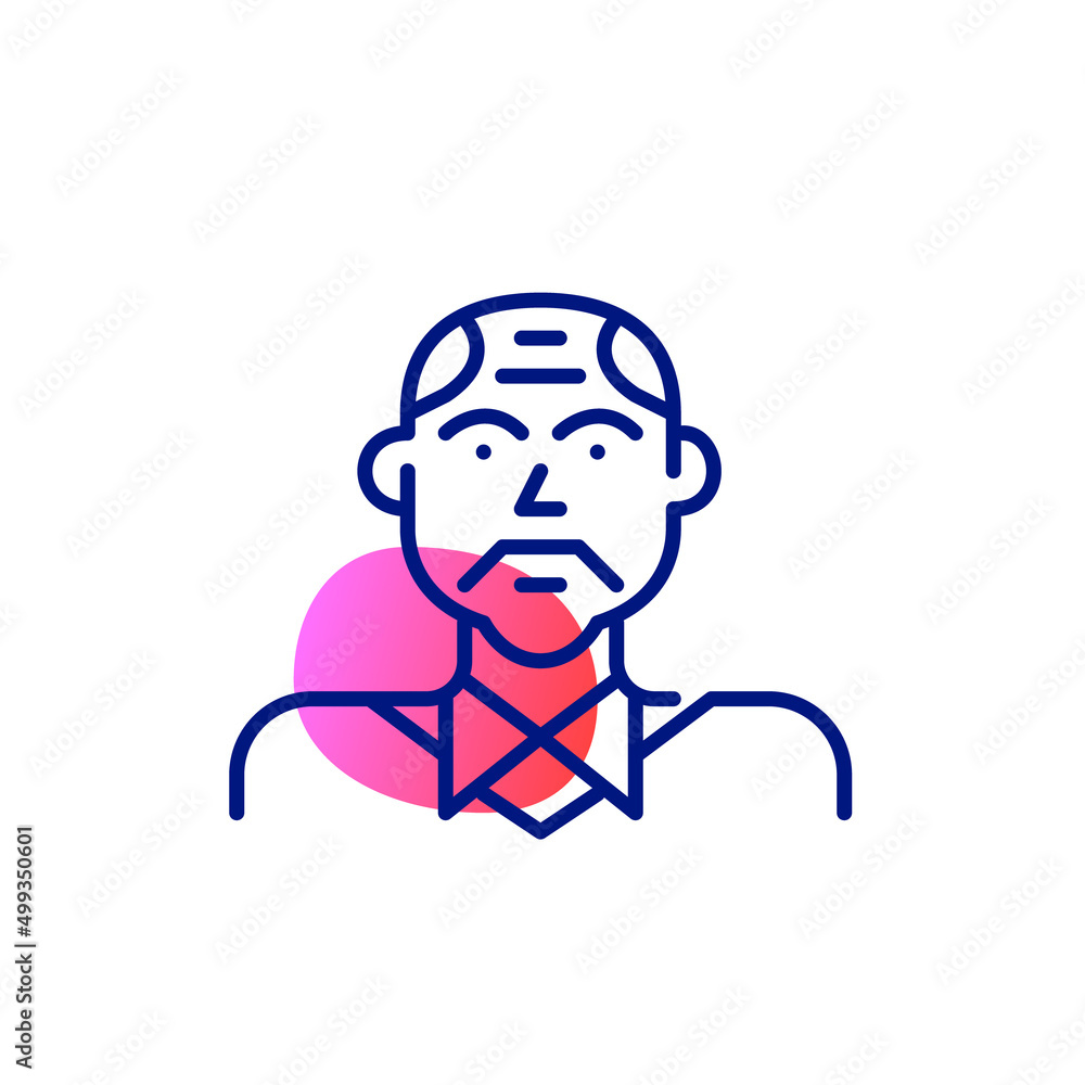 Working professional middle-aged man. Pixel perfect, editable line art icon
