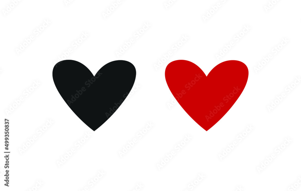 Set of Heart icon vector illustration template. Heart icon design collection. Love vector design isolated on white background. Love vector icon flat design for website, symbol, logo, sign, app, UI.