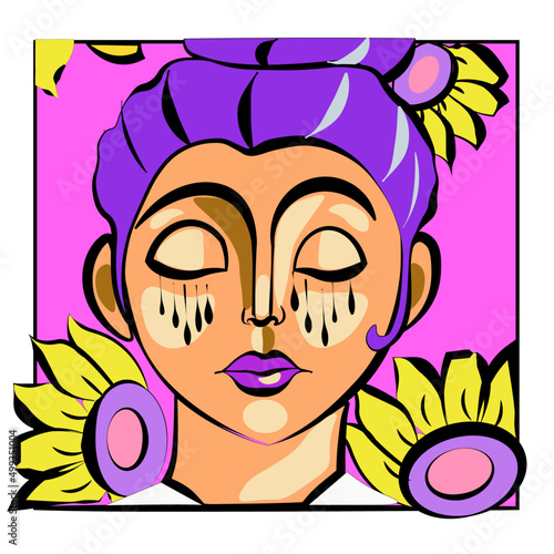 mujer, gira soles, mujer en vector, chica, hembra, Ilustracion