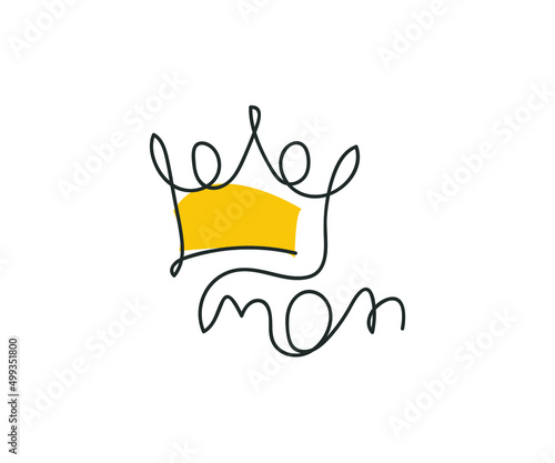 Mothers day t-shirt design- mom and crown one line art