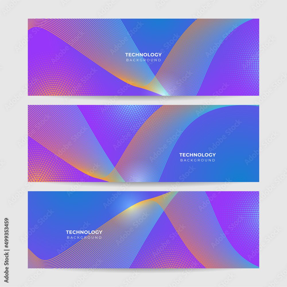 Set of futuristic technology digital abstract dark blue colorful design banner. Vector abstract graphic design banner pattern background web template.