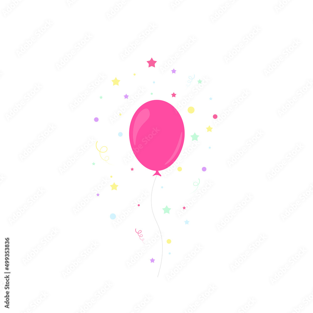 Happy birthday feast, birthday party, many colorful balloons, flat vector illustration and icons Happy birthday feast, birthday party, many colorful balloons, flat vector illustration and icons