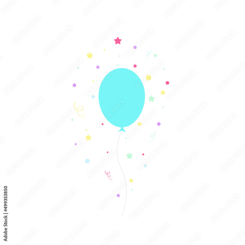 Happy birthday feast, birthday party, many colorful balloons, flat vector illustration and icons Happy birthday feast, birthday party, many colorful balloons, flat vector illustration and icons