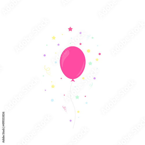 Happy birthday feast  birthday party  many colorful balloons  flat vector illustration and icons