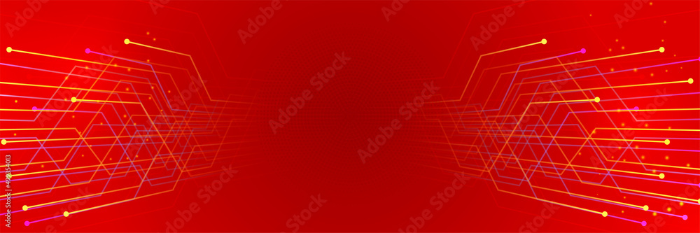 Futuristic technology digital abstract red colorful design banner ...