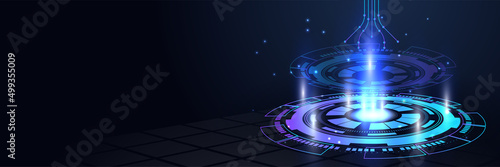 Abstract dark blue modern futuristic science technology hi tech digital abstract dark blue colorful design banner background. Vector abstract graphic design banner pattern background web template.