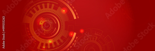 Futuristic technology digital abstract red colorful design banner. Abstract red banner background with particles and wave shapes. Vector abstract graphic design banner pattern background web template.