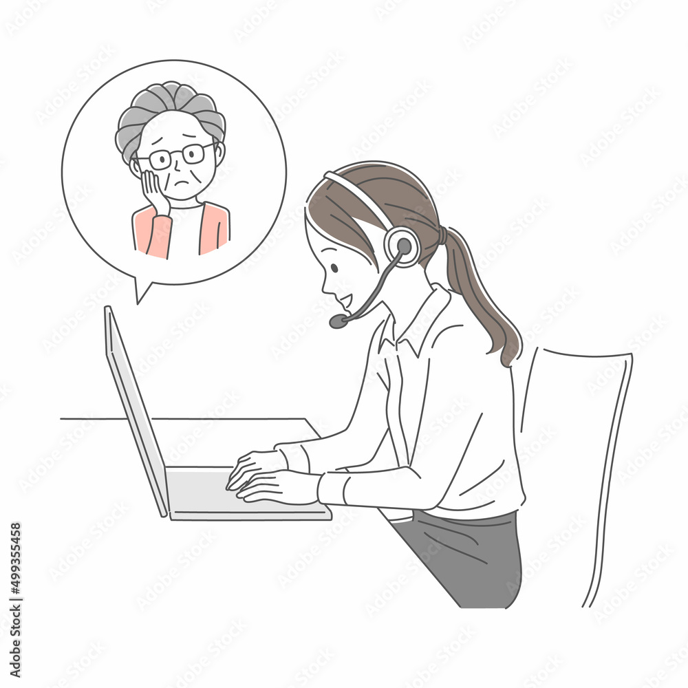 お客様対応をするオペレーターの女性 お客様対応をするオペレーターの女性