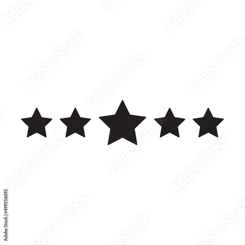 5-star symbol isolated on white background. Rating sign where the star in the middle is bigger than the rest of the stars