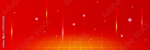 Abstract red futuristic technology network science AI hi tech banner background. Vector abstract graphic design banner pattern background web template.