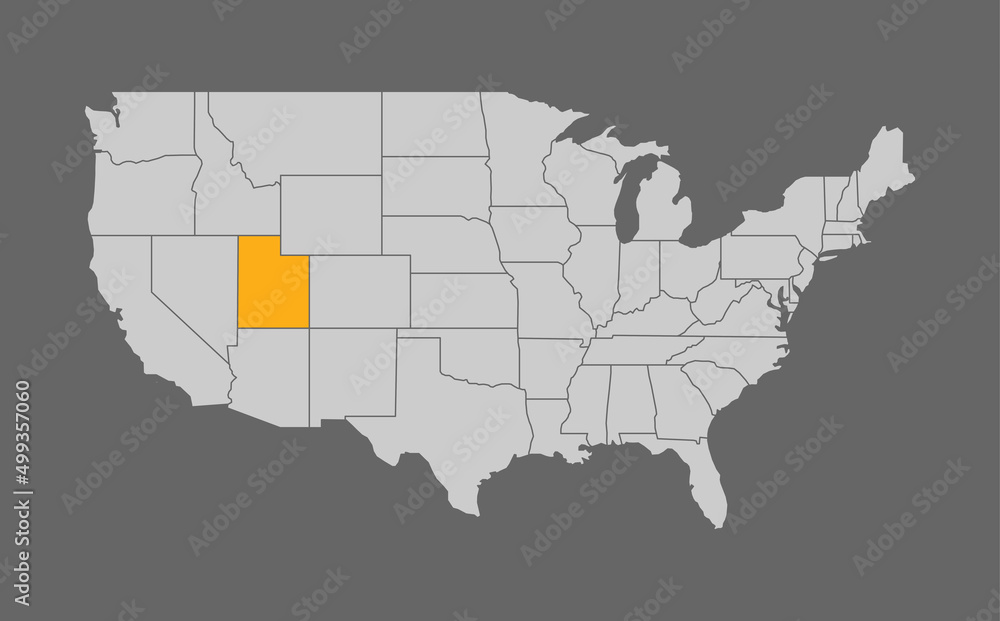 Map of the United States with Utah highlight
