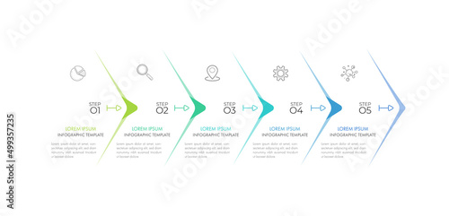 Modern infographic Timeline template can be used for workflow layout, diagram, number options, web design. Infographic business concept with 5 option, parts, steps or processes.