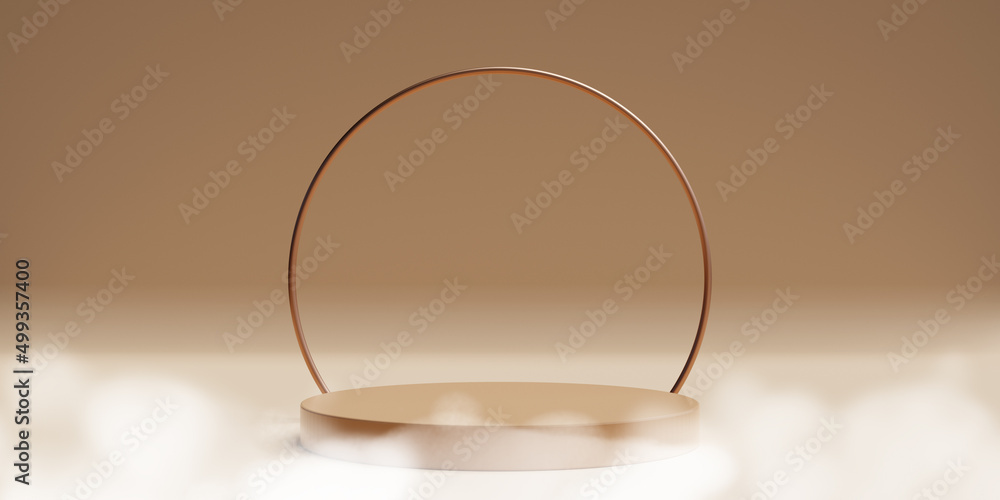 Beige 3d round podium with cloud. Pedestal showcase mockup for beauty and cosmetics industry and product promotion. Realistic 3d high quality render. Beige 3d round podium with cloud. Pedestal showcase mockup for beauty and cosmetics industry and product promotion. Realistic 3d high quality render.