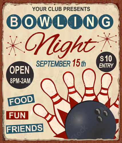 Vintage Bowling metal sign.