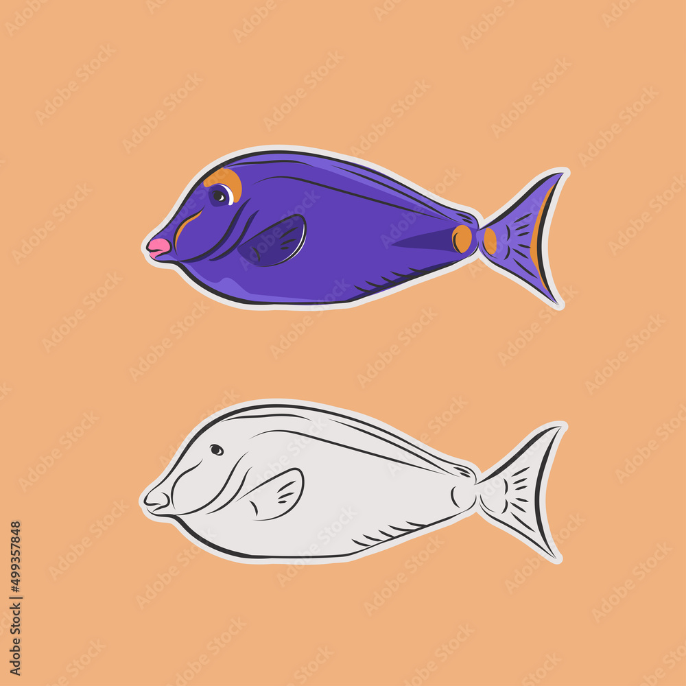 blue tang on yellow background blue tang on yellow background
