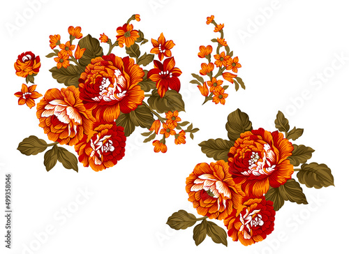 Digital Flowers and Leaves textile Design photo