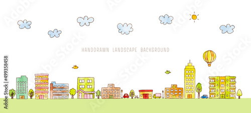 Hhand drawn cityscape. cute illustration for background