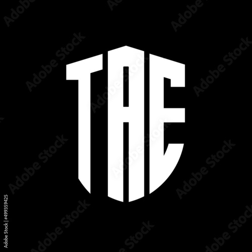 TAE letter logo design. TAE modern letter logo with black background. TAE creative  letter logo. simple and modern letter logo. vector logo modern alphabet font overlap style. Initial letters TAE  photo
