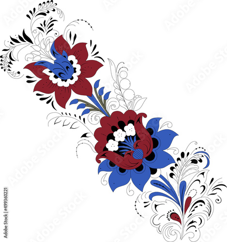 Digital Flowers and Leaves textile Design photo