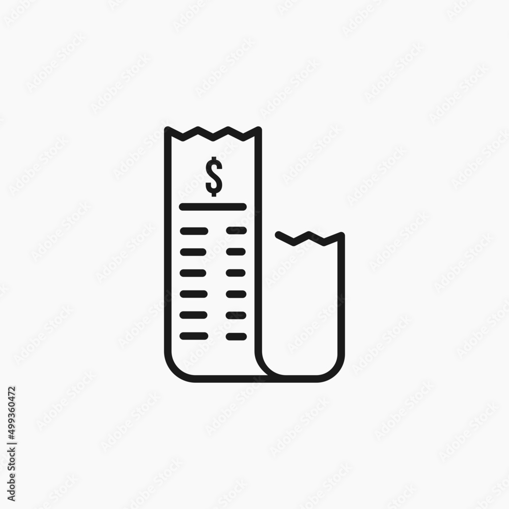 Receipts icon. list of price symbol. invoice outline icon. Receipts icon. list of price symbol. invoice outline icon.