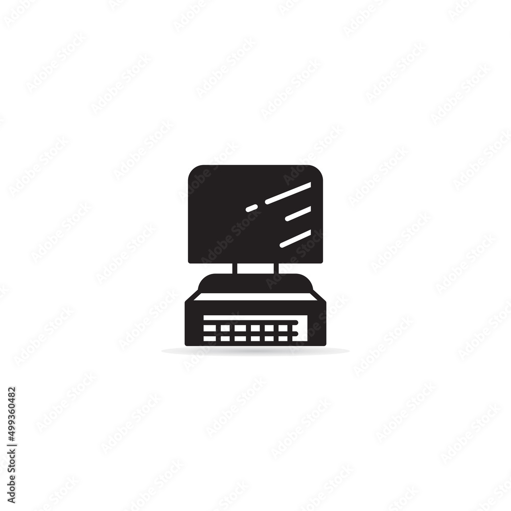 computer and keyboard icon on white background computer and keyboard icon on white background
