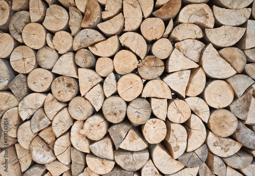 Pile of cut logs background