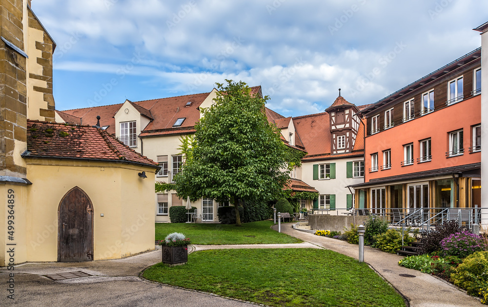 Nördlingen, Germany. Buildings near the Spitalkirche