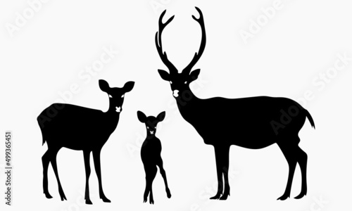 Collection of deer silhouettes set on white background
