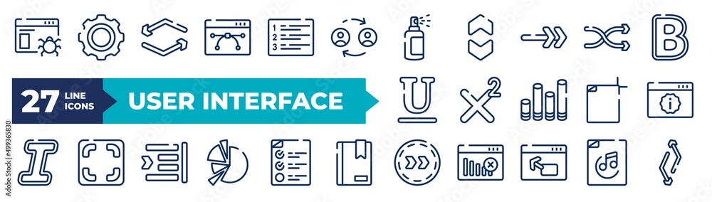 set of thin line user interface icons. outline icons such as web ...