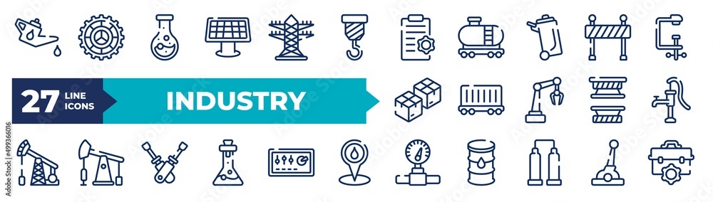 set of thin line industry icons. outline icons such as oiler ...